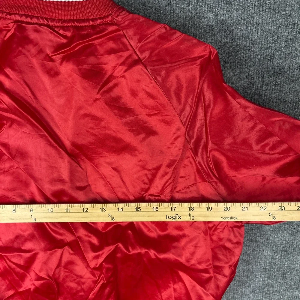 Vintage 3M Varsity Jacket Red Nylon Medium 80s 90s Striped Bomber Red